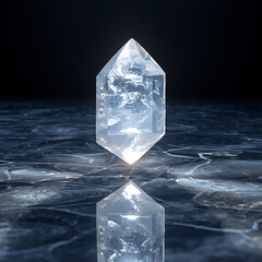 Glowing Crystal on Marble Surface