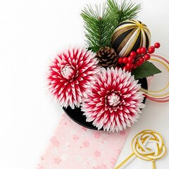 Christmas ornaments and decorations on a white background