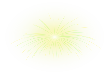 Warm yellow fireworks set featuring glowing starbursts, shimmering radiance, and bright festive spark particles perfect for decorative holiday projects and transparent PNG overlays
