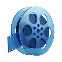 Blue film reel on black background for cinematic projects