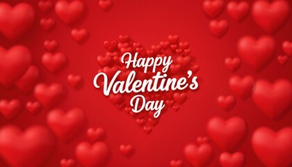 Happy saint valentine's day, 3d red hearts blur efect design, Celebration card, vector illustration
