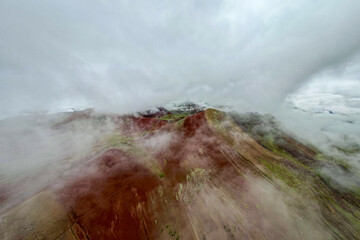 Vinicunca Rainbow Mountain Characterized by the Different Colors it Has Due to the Minerals in a Cold Morning