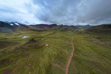 Vinicunca Rainbow Mountain Characterized by the Different Colors it Has Due to the Minerals in a Cold Morning