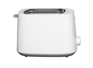 White electric toaster appliance for kitchen breakfast bread