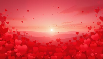 Valentines day background banner - abstract panorama background with red hearts - concept love
