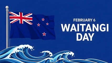 Celebrating waitangi day on february 6 with new zealand flag