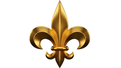 Golden Three- Petaled Fleur-de-lis Symbol Isolated on a Black Background fleur de lis emblem