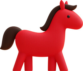 2026 New Year, Year of the Horse zodiac character with dark mane and elegant red tone in refined 3D illustration style	
