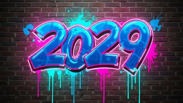 Urban Countdown 2029 Neon Wall