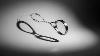 Minimal studio floating ring with magnetic force shadow