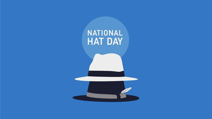 Celebrate National Hat Day with a Stylish Fedora Illustration on Blue Background national hat day