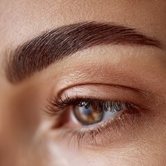 Obraz premium Macro shot of permanent eyebrow shading using powder technique