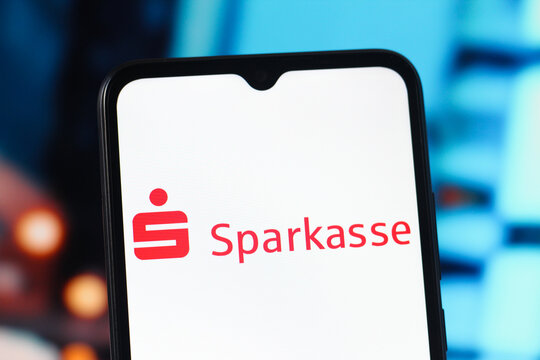 In this photo illustration, the Sparkasse logo is seen displayed on a smartphone screen.