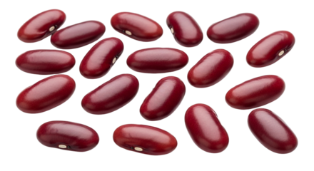 A collection of red capsules or pills scattered on a black background