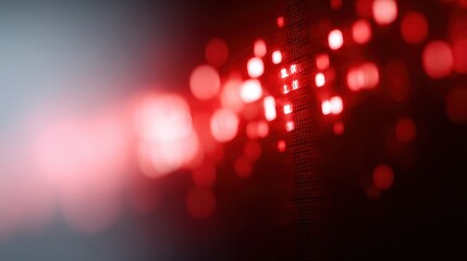 Digital glitch error with red warning and streaming binary code, technology failure and hacking threat concept, abstract and modern illustration