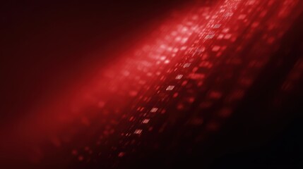 Red digital warning with glitch and binary code, abstract cyber error background, representing hacking, software malfunction, and data loss