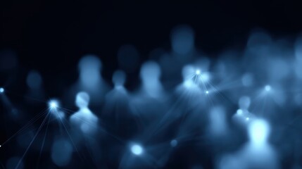 Futuristic visualization of humans connected through digital networks, glowing lines and points, globalization and technology concept, generative AI style