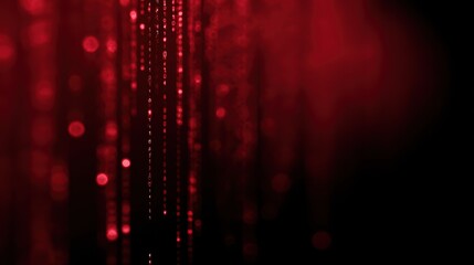 Dark red cyber alert illustration with glitching binary code, representing hacking or cyber attack, high-tech digital theme
