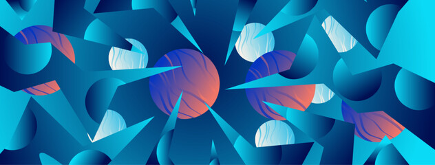 Futuristic Abstract Sphere Pattern in Blue and Orange