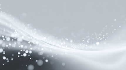 Flowing particles in grey and white abstract background, digital innovation and future tech theme, vector illustration