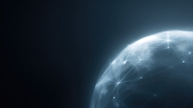 Abstract Earth globe with interconnected lines and nodes, representing global communication and connectivity, futuristic design - Powered by Adobe