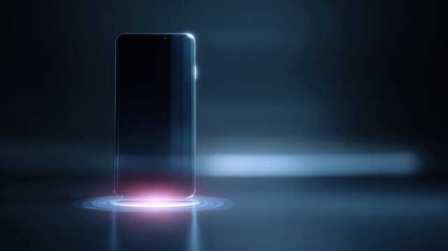 Futuristic smartphone showing AI assistant hologram, sleek digital interface, modern technology illustration - Powered by Adobe