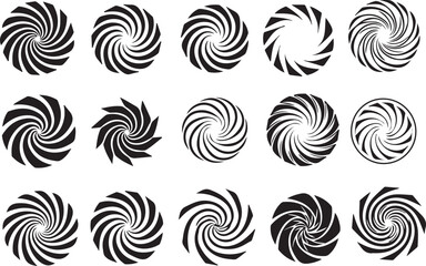 Collection of black and white spiral designs