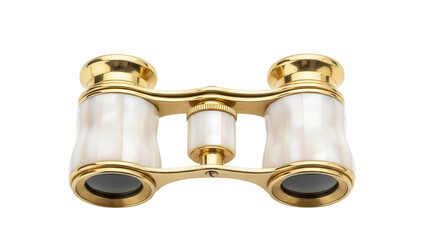 Elegant gold and mother-of-pearl opera glasses, cut out, stock png, isolated on transparent background