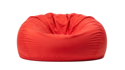 Bright red comfortable bean bag chair furniture, cut out, stock png, isolated on transparent background