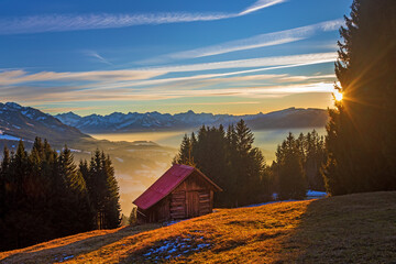 Stadel - Allg&auml;u - Sonnenuntergang - Alpen - Wandern - traumhaft 