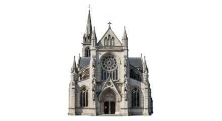Gothic cathedral facade isolated on transparent background isolated on transparent background