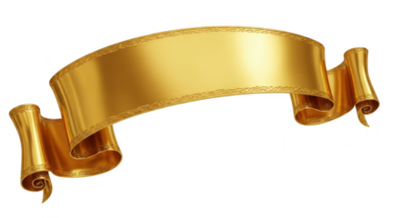 Golden ribbon banner isolated on transparent background isolated on transparent background