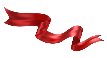Red ribbon isolated on transparent background isolated on transparent background