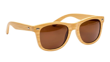 Brown wooden sunglasses, stylish summer accessory, modern eyewear, cut out, stock png, isolated on transparent background