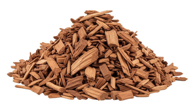 Pile of wood chips forming a mound, cut out, stock png, isolated on transparent background
