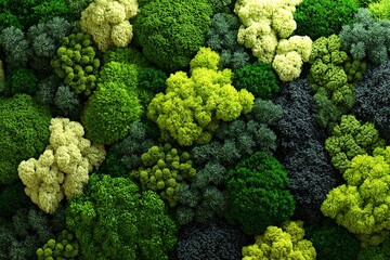 Naklejka premium A vibrant display of lush green and yellow foliage in various shapes and textures.