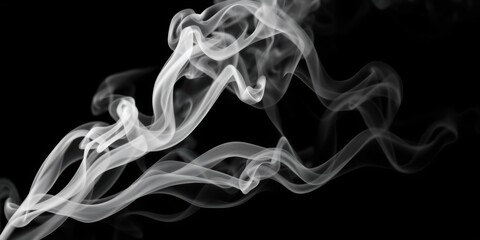White smoke swirling and curling against a dark background in a mesmerizing display of ethereal movement and fluid dynamics