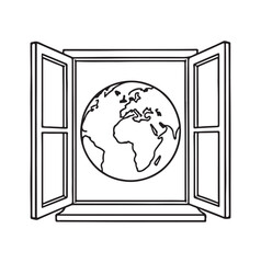 open window and planet earth