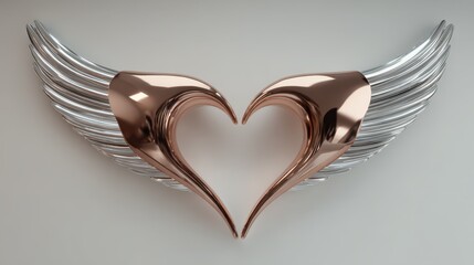 Minimalist heart with graceful wings emblem for branding