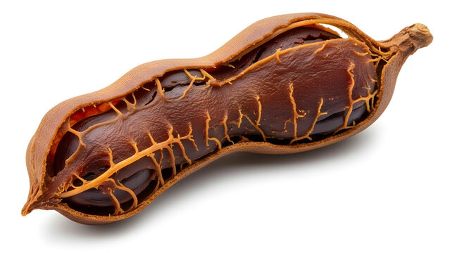 Dried tamarind or imli on white background showcasing natural texture