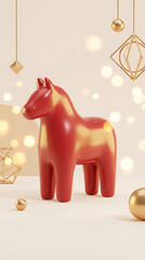 Red horse figurine with golden ornaments