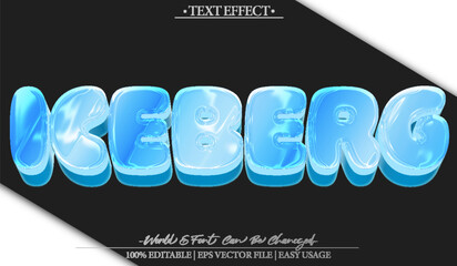 Iceberg Ice Winter Frost Glacier Frozen Cold Text Effect Editable Alphabet