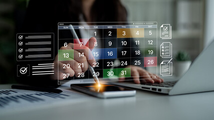 A digital calendar interface for business planning and organization. Used for scheduling events,...