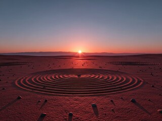 Lunar New Year Spiral sand patterns on red desert at sunset | Background, moon, sunset, red, lunar, new, year, abstract.