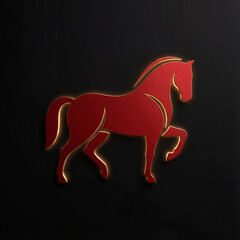 Minimal red horse icon on dark background