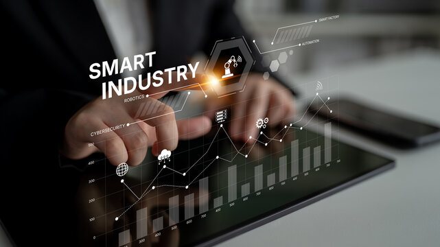 Smart industry dashboard combining automation, robotics, cloud integration, cybersecurity, and data analytics to support intelligent factory systems and real-time monitoring Latch - Powered by Adobe