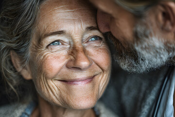 Doctor supporting elderly woman in clinic, closeup