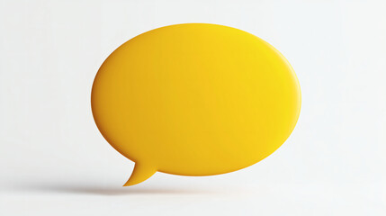 3D yellow speech bubble chat icon isolated on a white background. Minimal communication symbol for messaging apps, UI design, social media, and customer support.