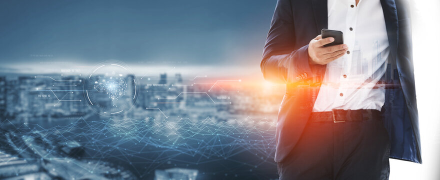 AI artificial intelligence with digital brain and connected data circuit. AI core processes data, AI core drives intelligence, enables connection, and AI core powers smart digital systems. Vouch - Powered by Adobe