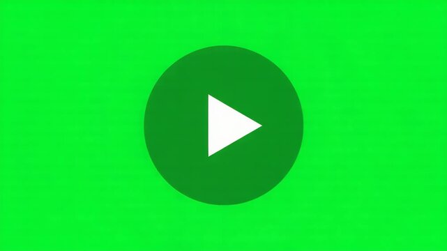 Play button on green screen background for video content